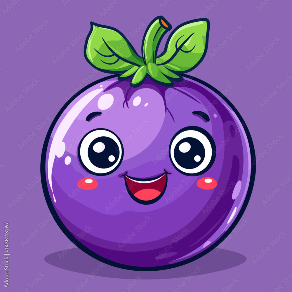 Obraz premium Eggplant cartoon character. Cute vegetable. Vector illustration