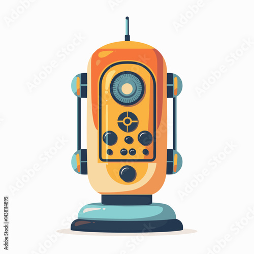 Retro robot Cartoon vector illustration. Isolated on white background.