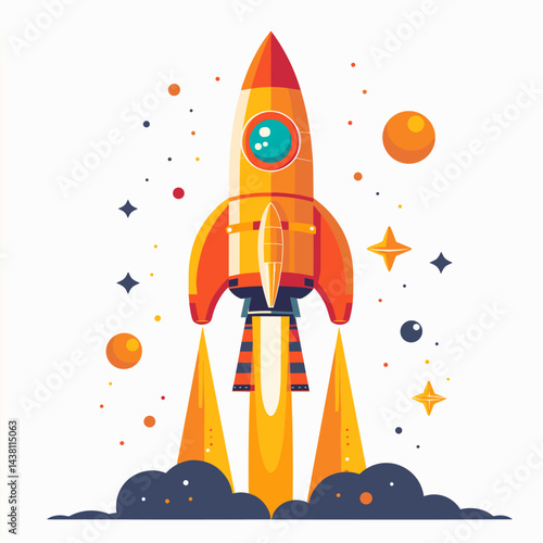 Space rocket in flat style. Vector illustration for your design project.
