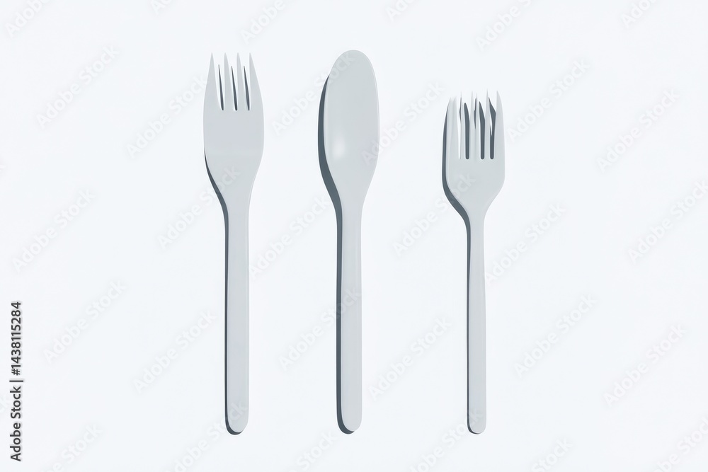 Simple, light gray plastic utensils Simple, light gray plastic utensils