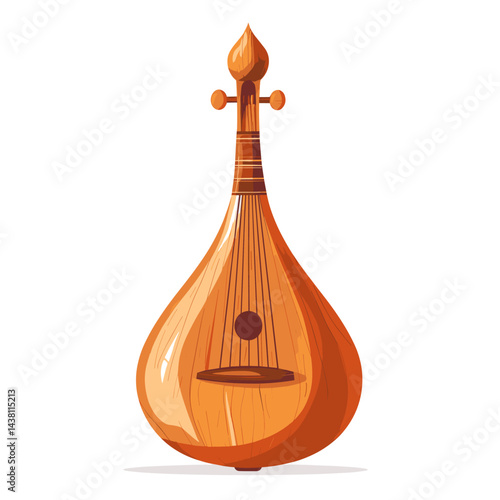 Musical instrument lute isolated on white background. Vector illustration.