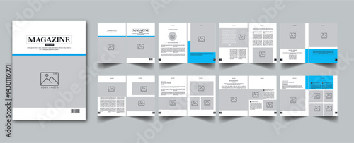 Magazine Template layout cover page with 16 page design concept Accents