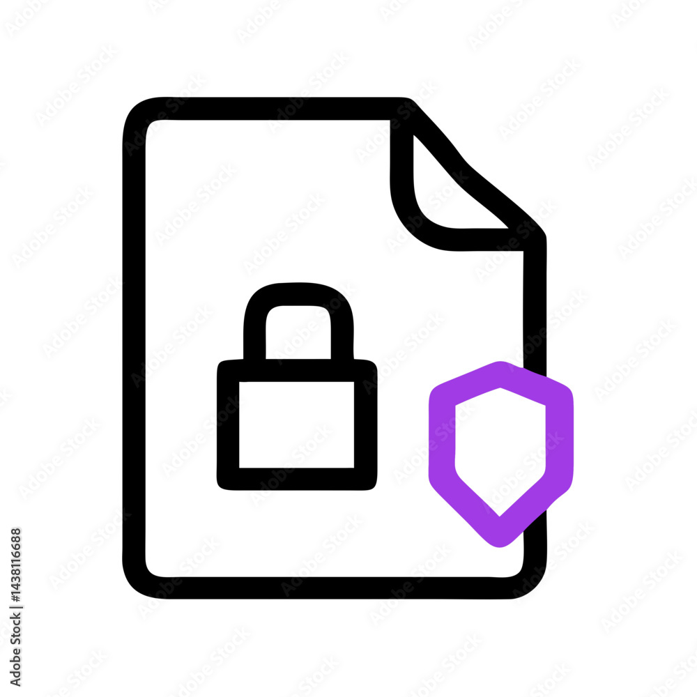 simple icon of a document with a purple lock,indicating a secured or private file for websites or blogs discussing data security,privacy,or file protection simple icon of a document with a purple lock,indicating a secured or private file for websites or blogs discussing data security,privacy,or file protection