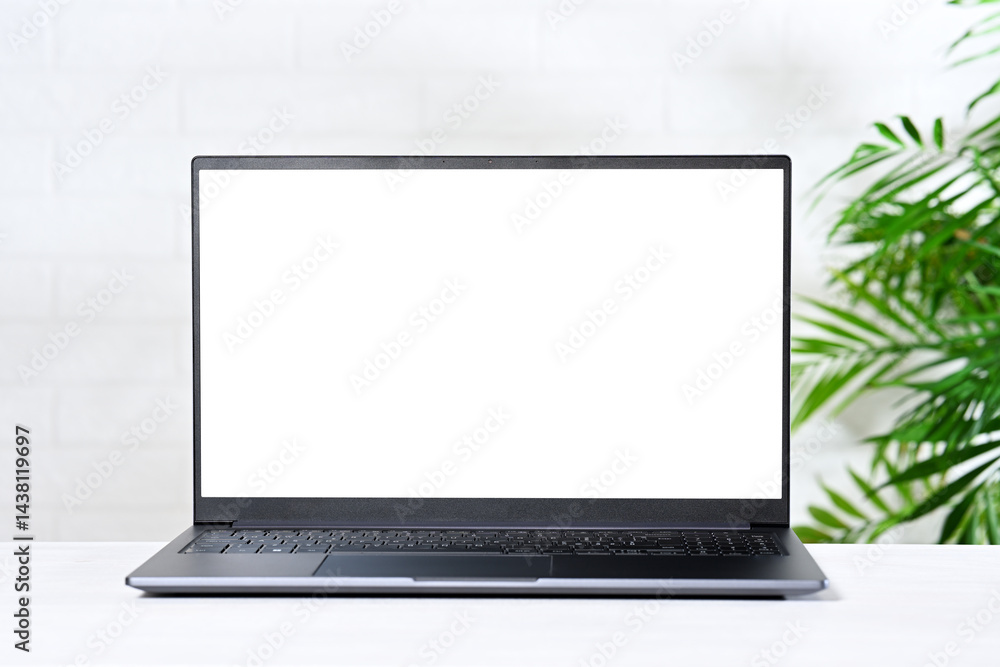 Laptop with white screen closeup Laptop with white screen closeup