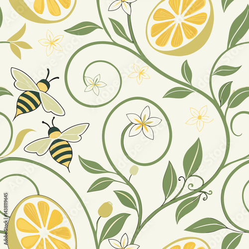 A lively scene of buzzing bees flying around juicy