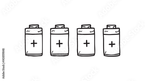 Batteries set line art
