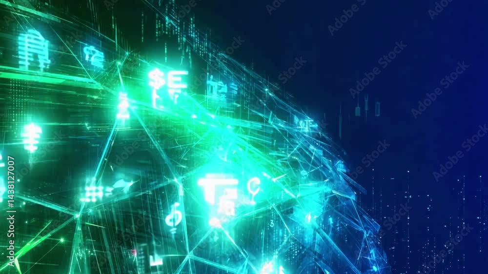 Abstract neural-network mesh interconnected glowing lines nodes, time-lapse mesh dynamic stock market price curves overlay network graph analytics. Futuristic HUD, rapid camera dolly, crisp digital Abstract neural-network mesh interconnected glowing lines nodes, time-lapse mesh dynamic stock market price curves overlay network graph analytics. Futuristic HUD, rapid camera dolly, crisp digital