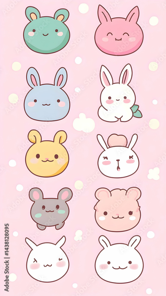 Pastel Cartoon Animal Faces Pastel Cartoon Animal Faces