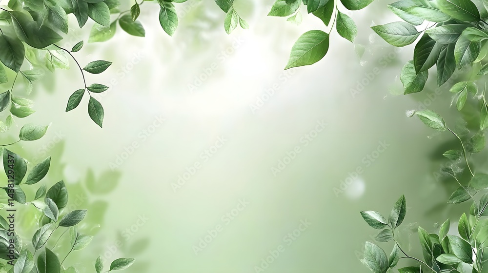 Fototapeta premium Soft Focus Green Leaves Forest Background for Nature and Serenity