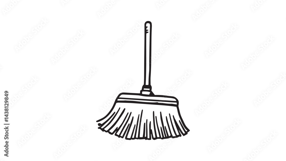 Naklejka premium Broom line art