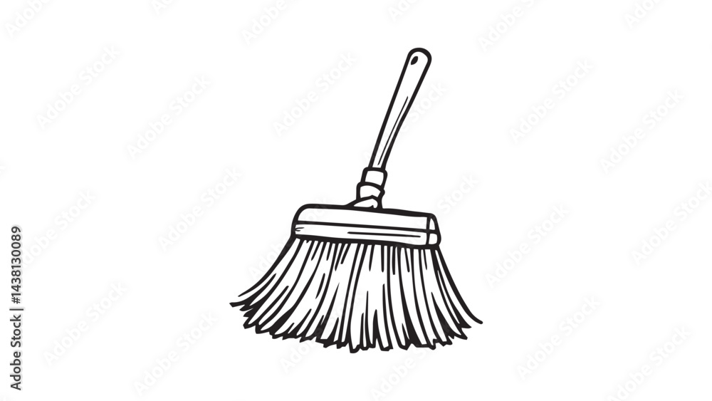 Naklejka premium Broom line art