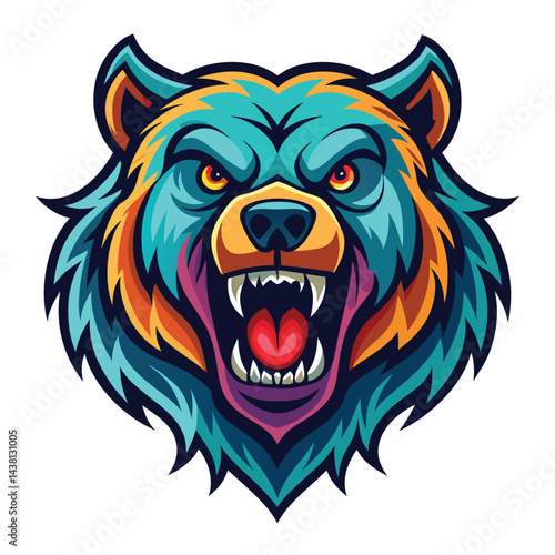 Wallpaper Mural Angry bear head graphic design (1) Torontodigital.ca