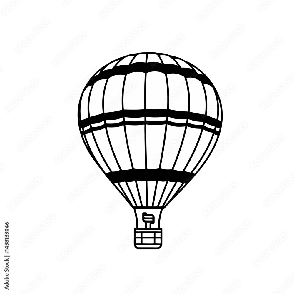 Obraz premium Black and White Hot Air Balloon Illustration