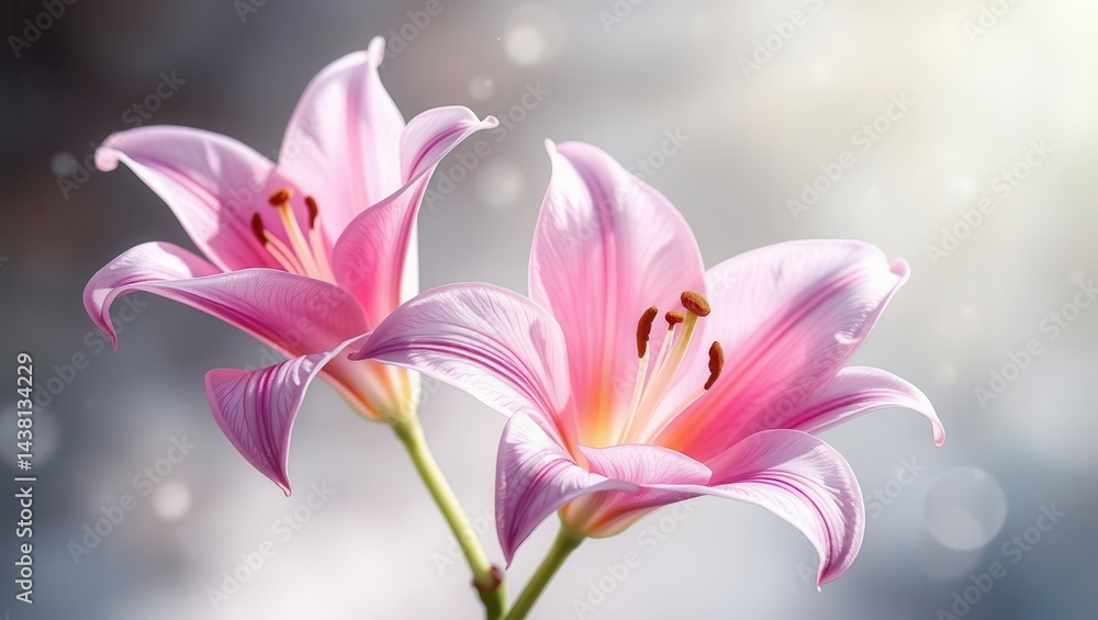 Delicate Pink Lilies in Bloom Delicate Pink Lilies in Bloom
