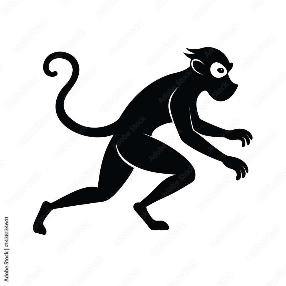 Fototapeta premium Running Monkey Silhouette Illustration