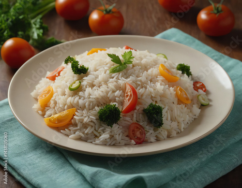 Obraz na płótnie Vegetable rice serving high definition food photography w salonie