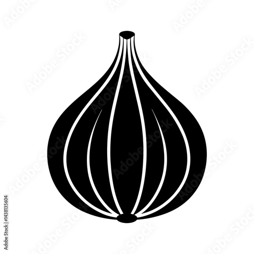 Garlic Silhouette Vector Icon Minimalist Design on White Background.