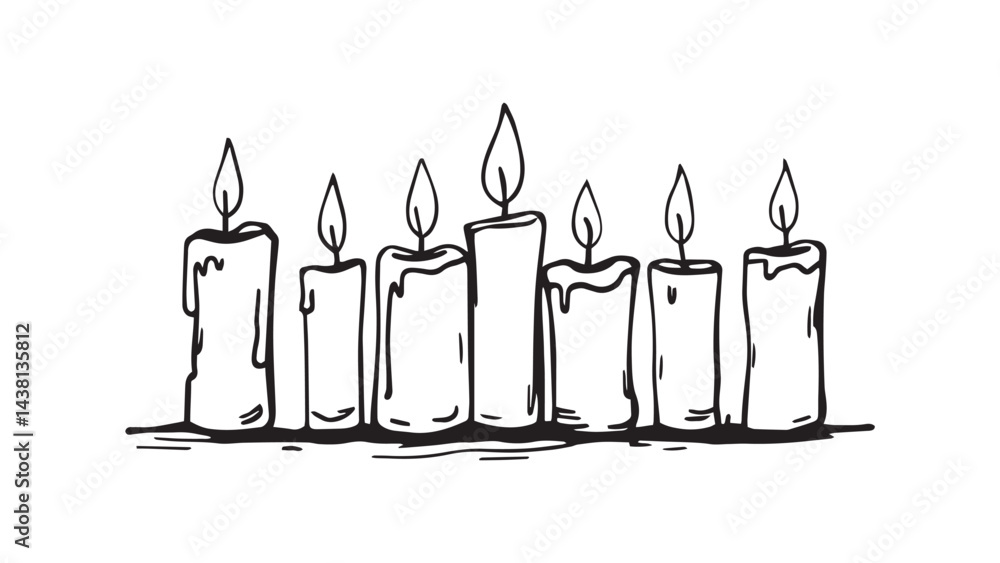 Candles set line art Candles set line art