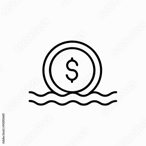 Drowning dollar, symbolizing currency collapse, inflation, economic crisis, devaluation, financial loss, wealth erosion, financial instability, recession, economic downturn.