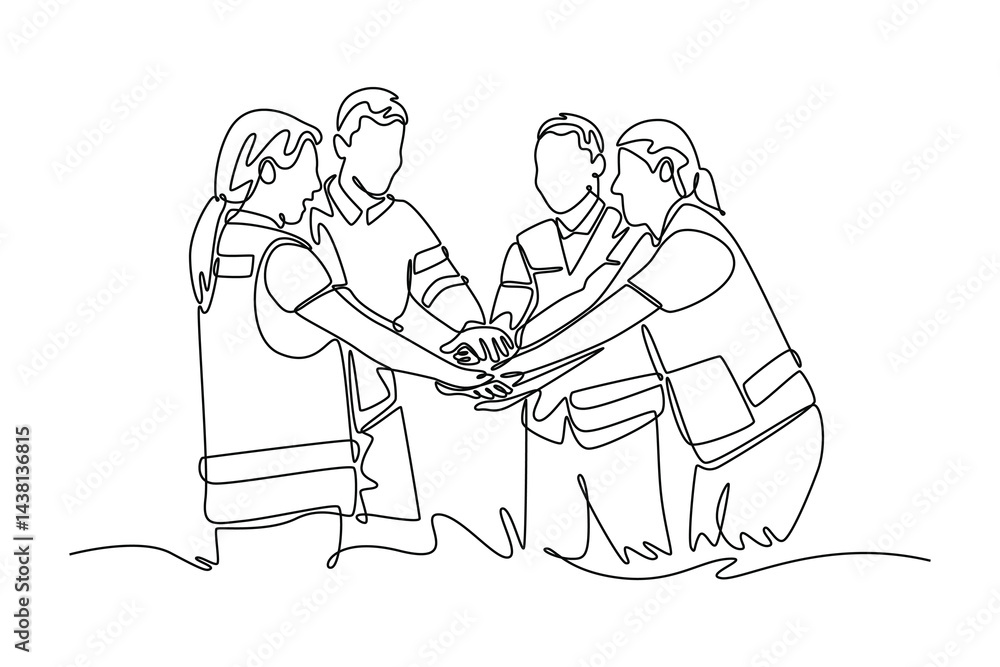 Community focus concept. Single line draw design. Vector graphic illustration