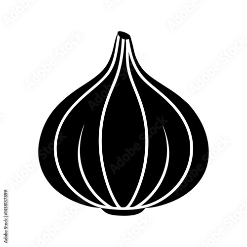 Garlic Silhouette Vector Icon Minimalist Design on White Background.