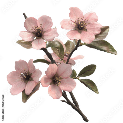 Delicate pink blossoms on a branch, nestled within a geometric design.