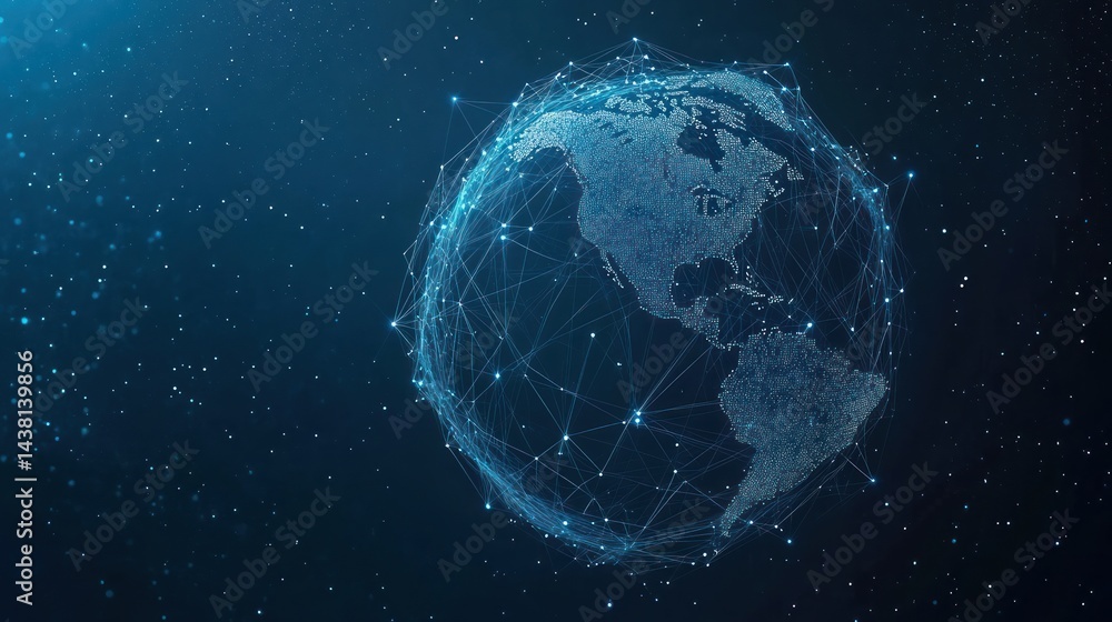 Fototapeta premium Global Network: A Digital Representation of Earth's Interconnectivity