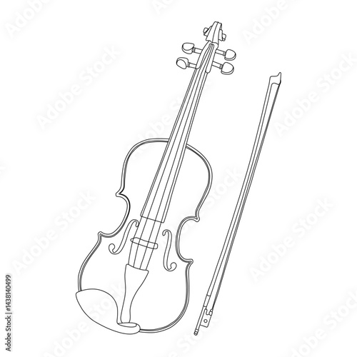Violin line art vector design. Violin outline illustration design.