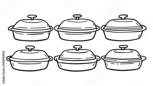 Casserole dish set line art