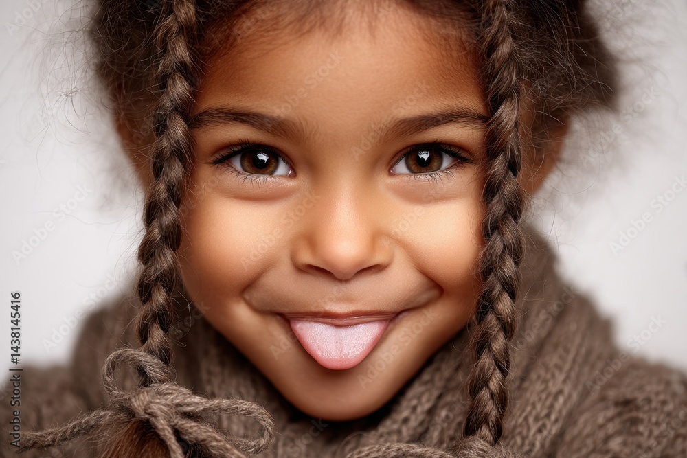 A little girl sticking out her tongue A little girl sticking out her tongue