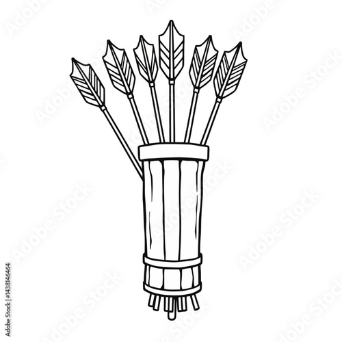 Five Arrows in a Quiver Line Art Illustration