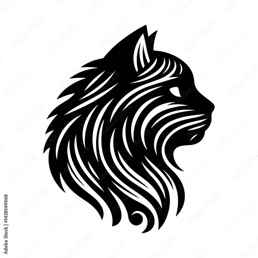 © faruk - Tribal animal vector art shows a black silhouette design with a horse head and a lion head, a wild symbol © faruk - Tribal animal vector art shows a black silhouette design with a horse head and a lion head, a wild symbol