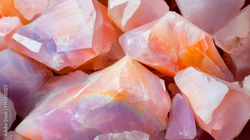 A close up of pink and purple opal crystals