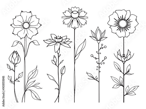 Waxflower vector line art illustration