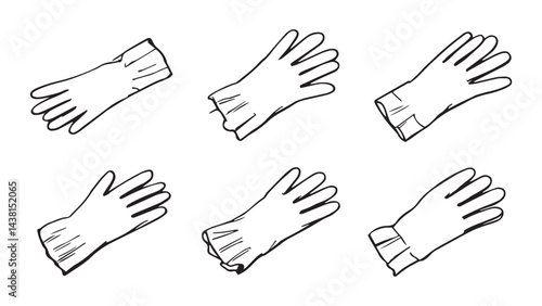 Cleaning gloves line art
