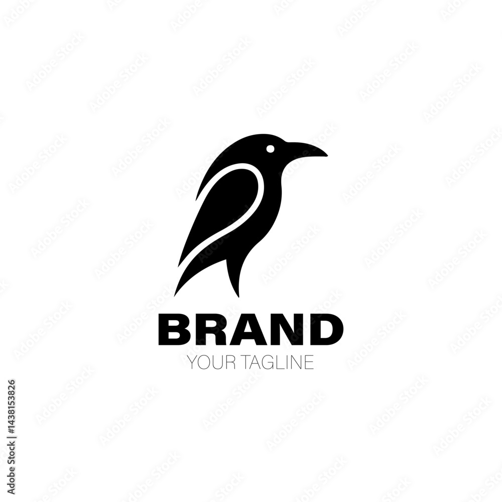 Fototapeta premium Raven Logo. Raven Logo Design. Raven Logo Brand. Raven Logo Vector Design Isolated on White Background