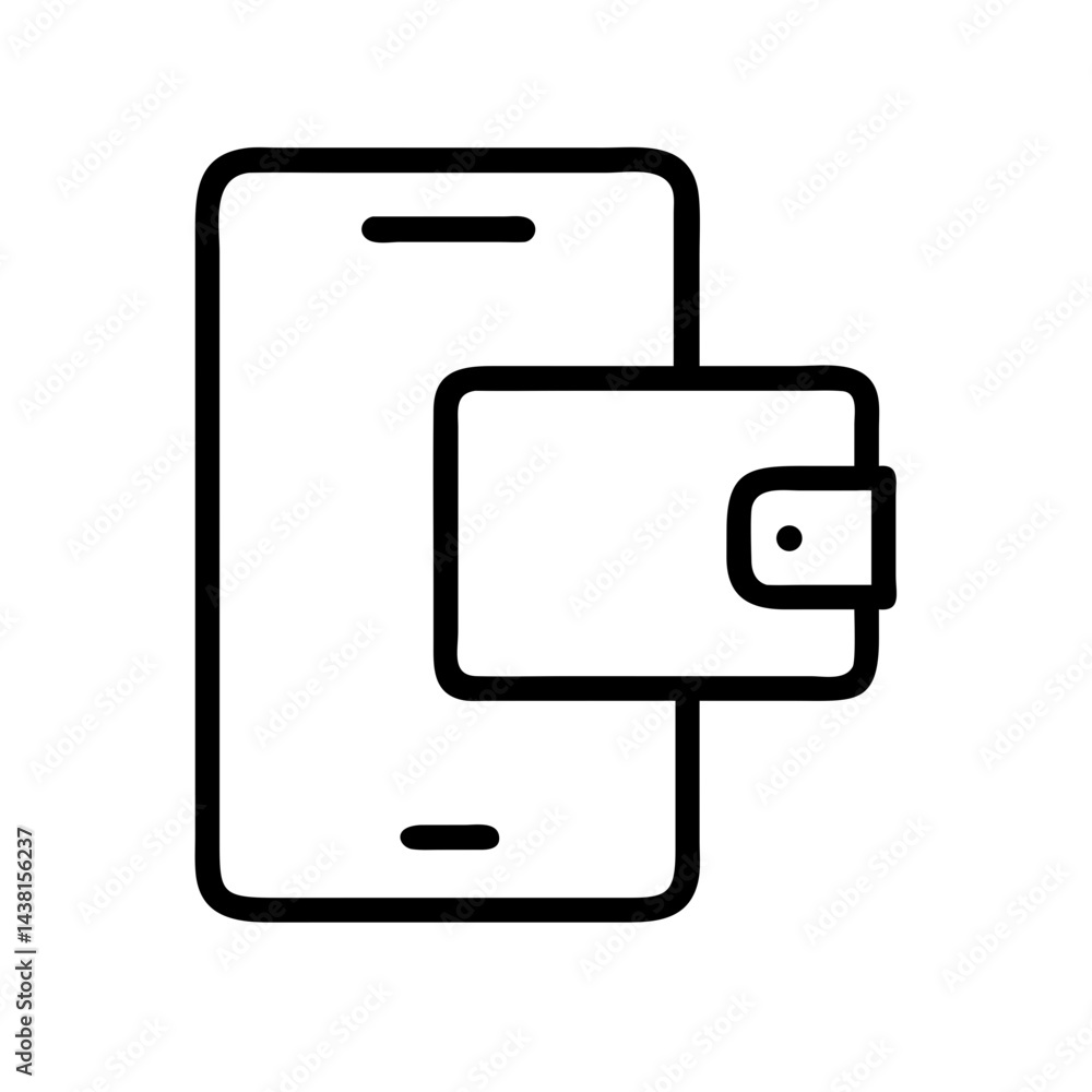 mobile wallet line art icon vector illustration mobile wallet line art icon vector illustration