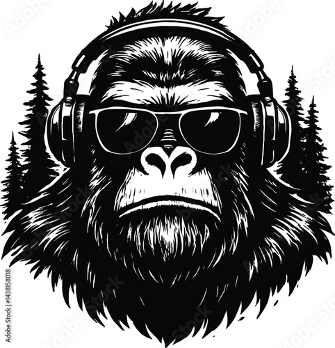 Bigfoot Vector Silhouette, Legendary Sasquatch Design, Mysterious Bigfoot Artwork, Wild Footprint Illustration, Mythical Creature Graphic, Bigfoot Clipart, Forest Beast Cricut Design for T-Shirt