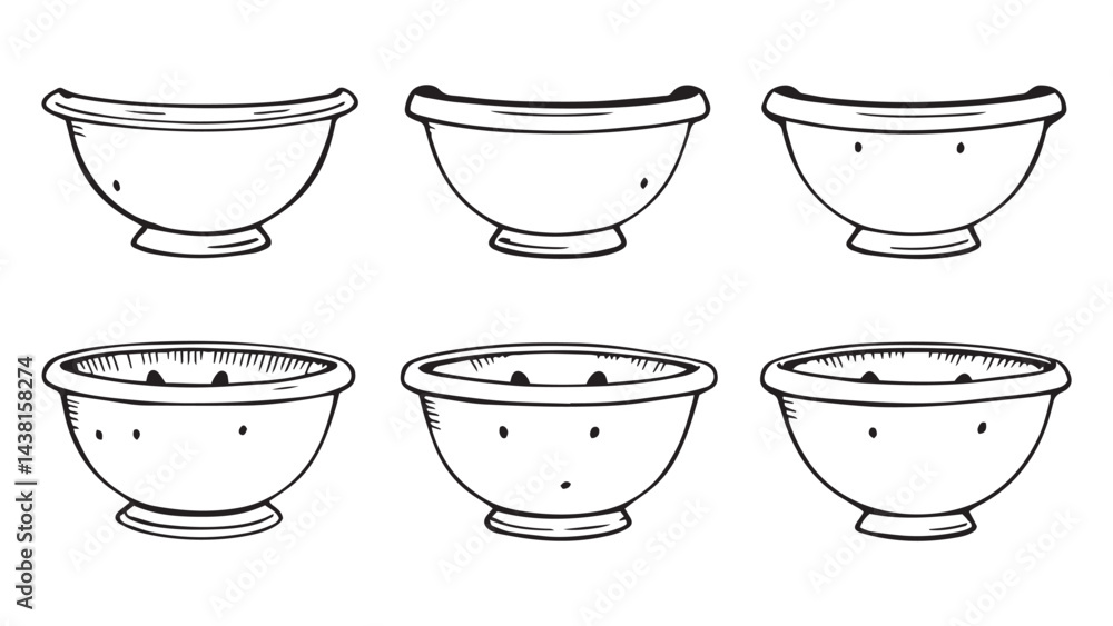 Colander set line art Colander set line art