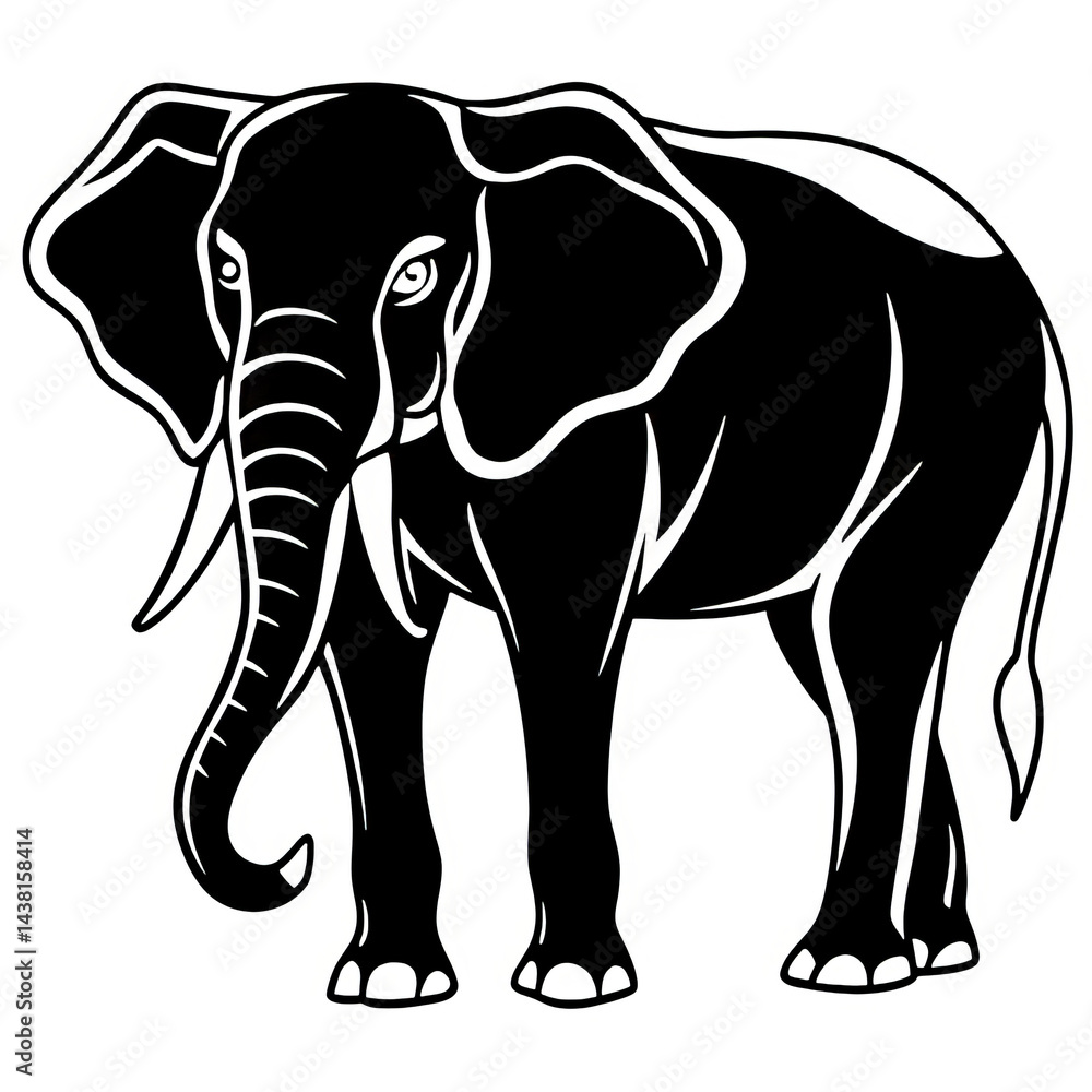 Fototapeta premium Silhouetted Elephant Illustration Representing Wildlife and Nature in Bold Simplicity