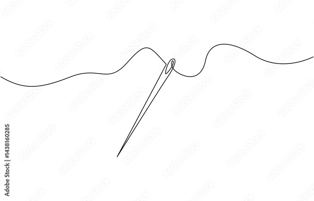 Continuous Line Drawing of Sewing Icon. Hand Drawn Symbol Vector Illustration, Sewing needle continuous one line art design hand drawn symbol vector illustration. Continuous Line Drawing of Sewing Icon. Hand Drawn Symbol Vector Illustration, Sewing needle continuous one line art design hand drawn symbol vector illustration.