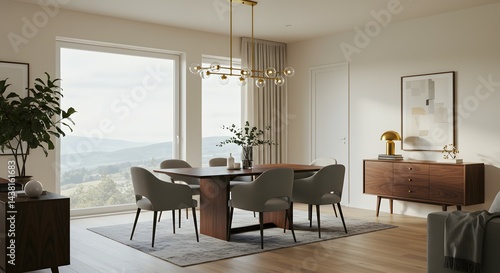 Wallpaper Mural Modern Dining Room Design with Panoramic View Elegant Furniture and Natural Light Torontodigital.ca