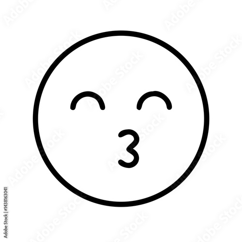 kiss face emoji line art icon vector illustration