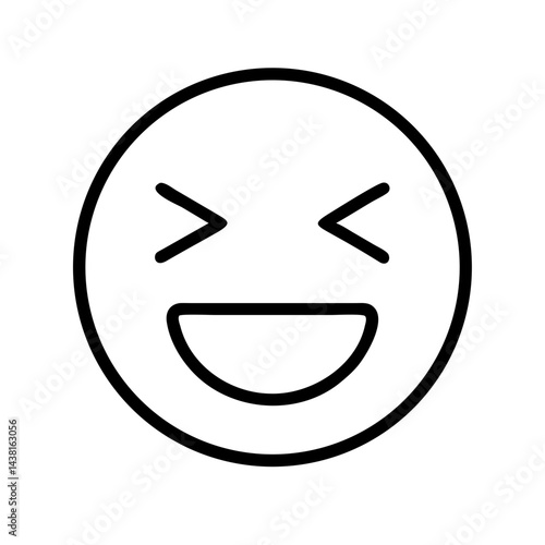 laughing emoji line art icon vector illustration