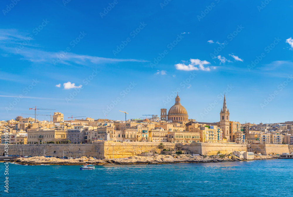 Cityscape of Valleta on a beautiful sunny day, Malta