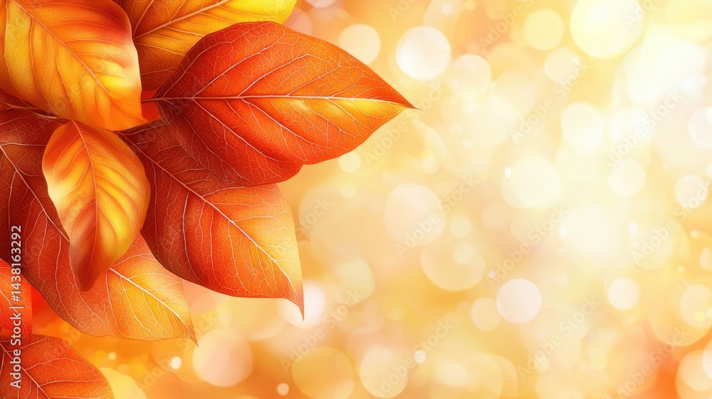 A bunch of orange and yellow leaves on a yellow background A bunch of orange and yellow leaves on a yellow background