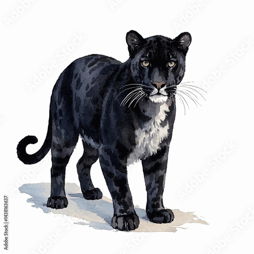 Midnight Velvet in Watercolor panther isolated vector illustration svg 