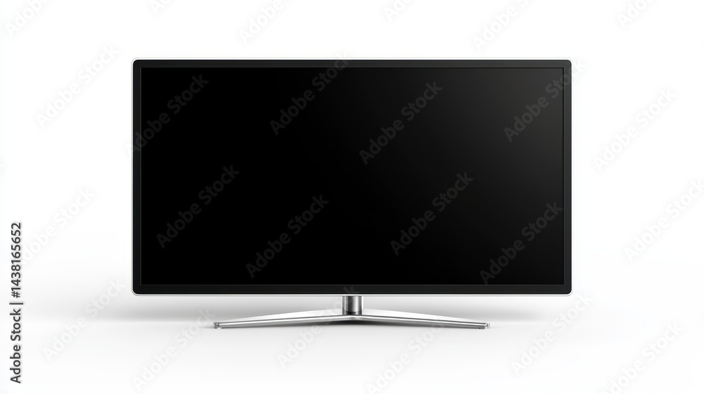 Closeup view of modern computer monitor with blank black screen on minimalist background Closeup view of modern computer monitor with blank black screen on minimalist background