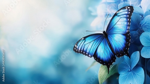 A blue butterfly sitting on top of a blue flower