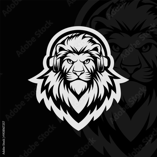 Wallpaper Mural Lion mascot esport illustration logo design, black white Torontodigital.ca